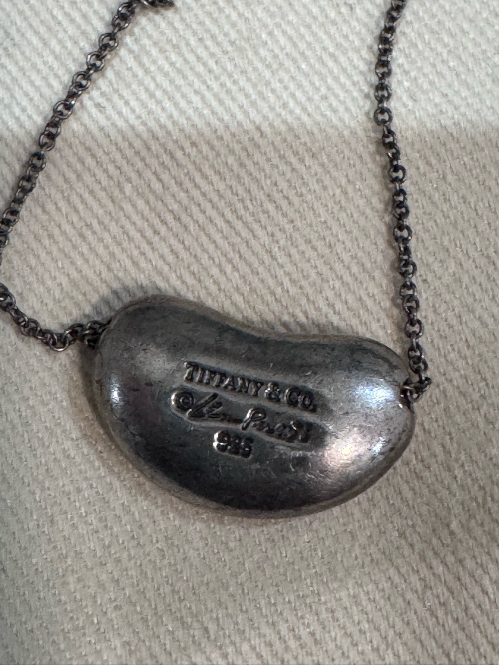Tiffany & Co. Elsa Peretti Sterling Bean Pendant Necklace - Silver Tone